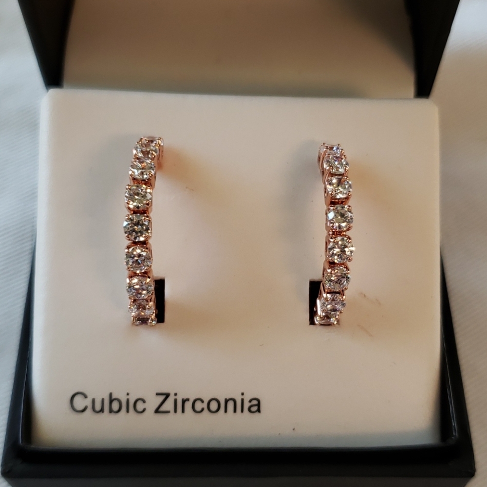 Rose Gold with CZ earrings